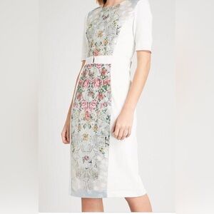 Ted Baker Dorn patchwork bodycon sleeve dress size 1